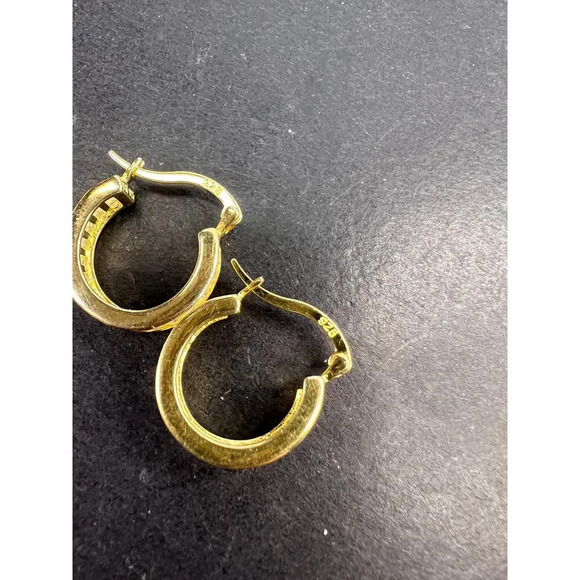 CZ huggie hoop earrings in yellow gold over sterling silver187 - Picture 8 of 11